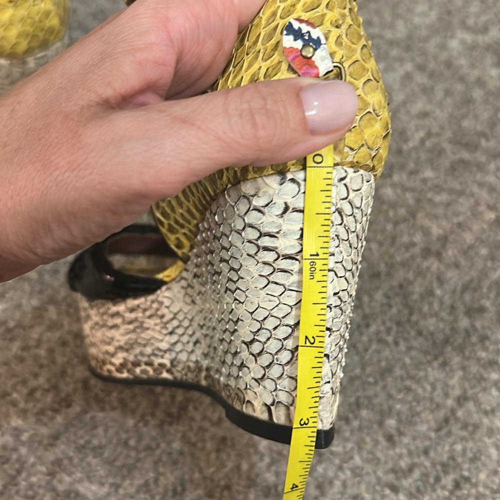 Derek Lam Bristol Python Colorblock Open-Toe Wedge - image 6